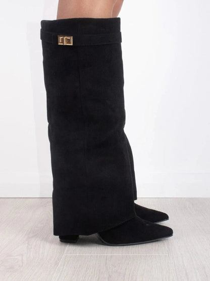 Damen Kniehohe Stiefel | Weiter Schaft & Stabiler Blockabsatz für Elegante Silhouette