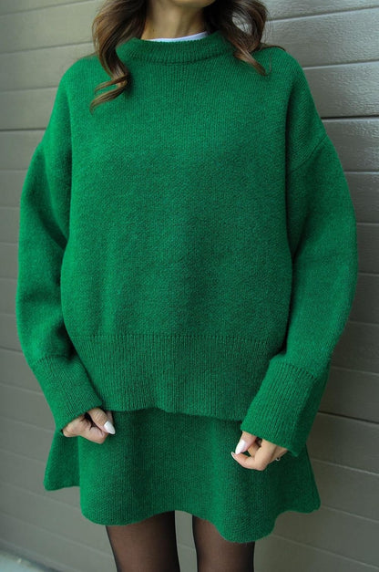 Damen Strick-Set aus Pullover & Minirock | Moderner Cozy-Look für Stil & Komfort